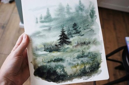 Eine Winterlandschaft in Aquarell